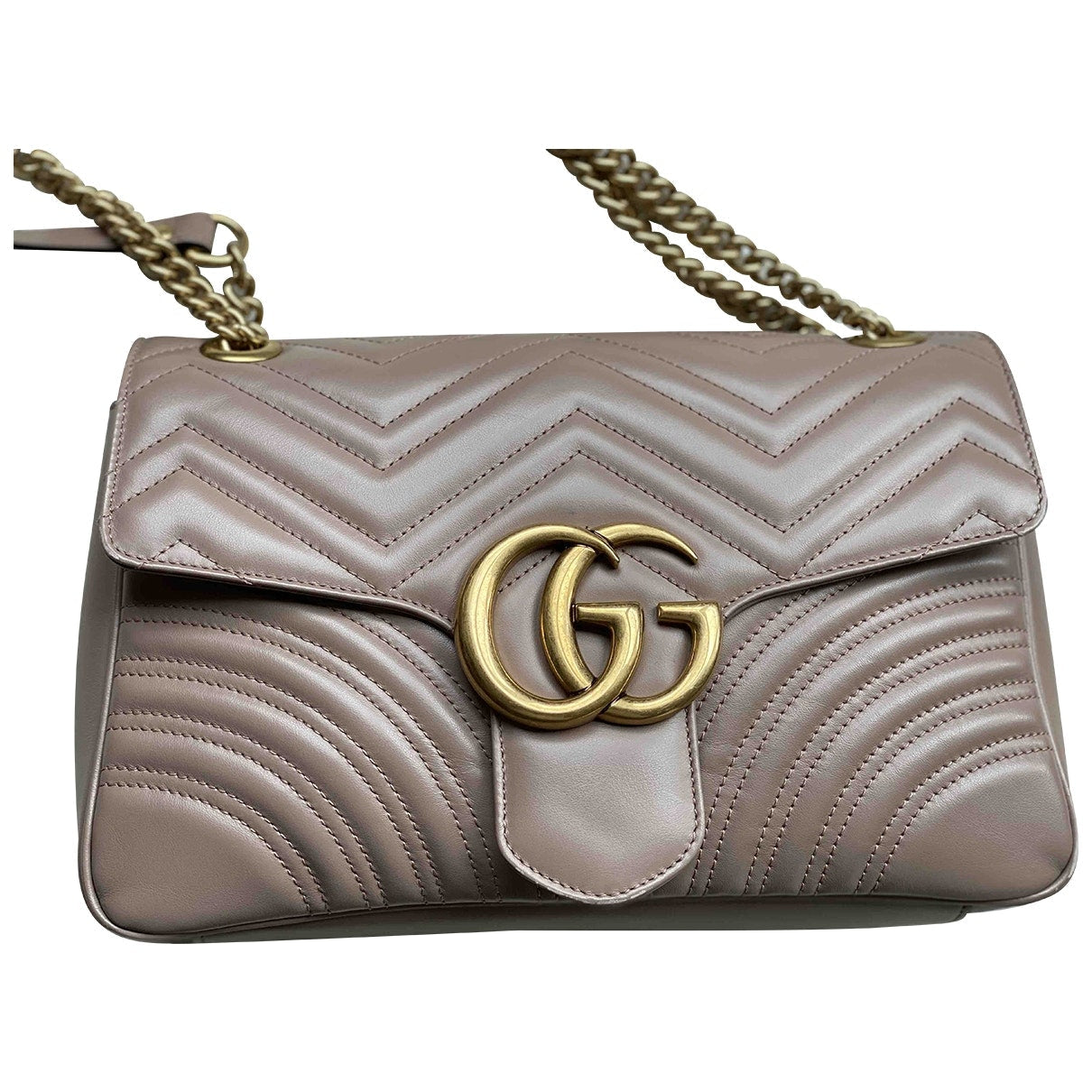 Gucci marmont beige leather handbag