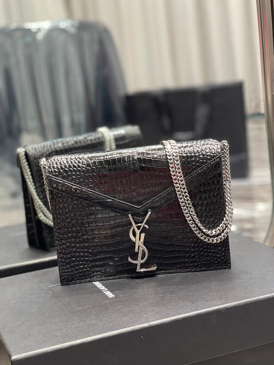 YSL Saint Laurent Cassandra 8in 22cm Black Medium Chain Handbag 86In22Cm Ysl
