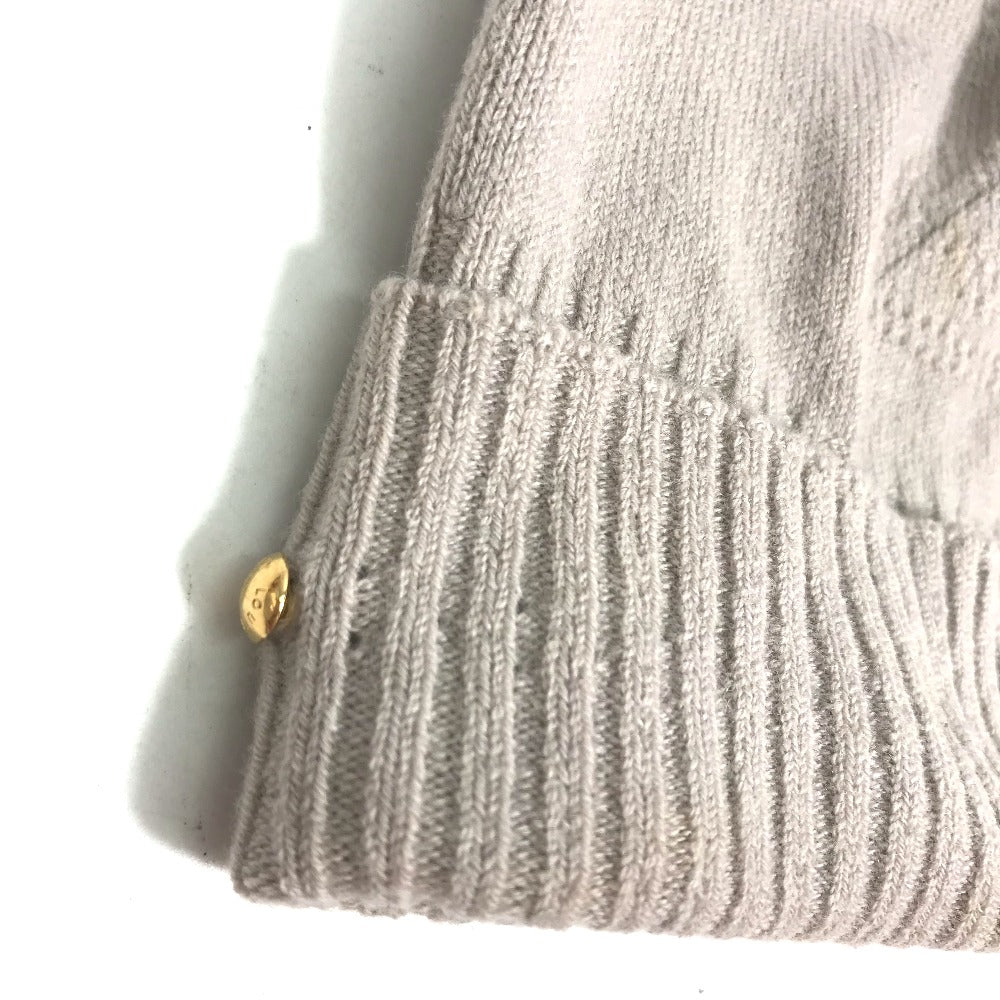 Louis Vuitton Knit M75540 pompoms Monogram Nylon Wool Beige Hat
