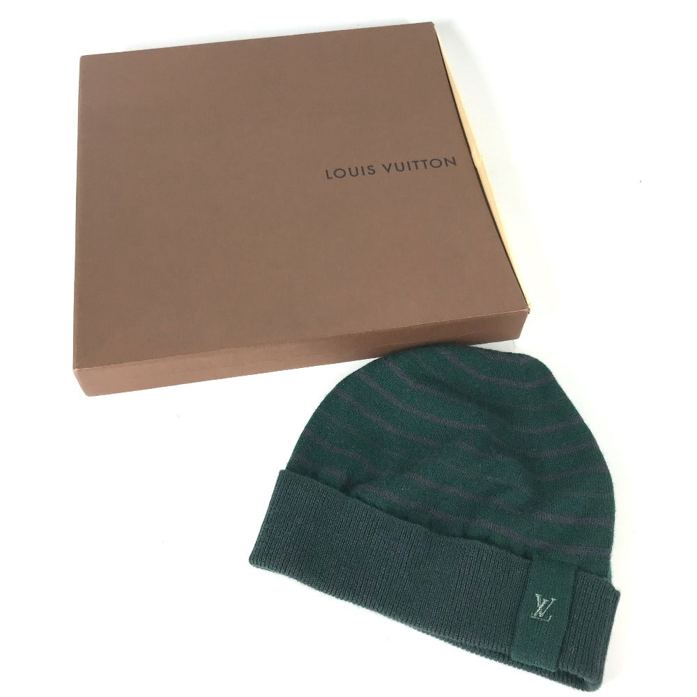 Louis Vuitton Knit Cashmere border M Wool Green Logo Hat