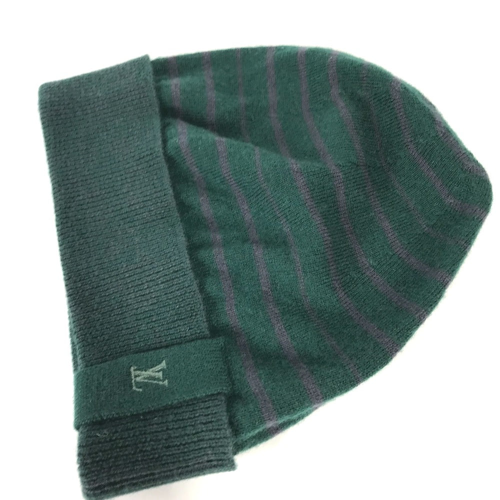 Louis Vuitton Knit Cashmere border M Wool Green Logo Hat