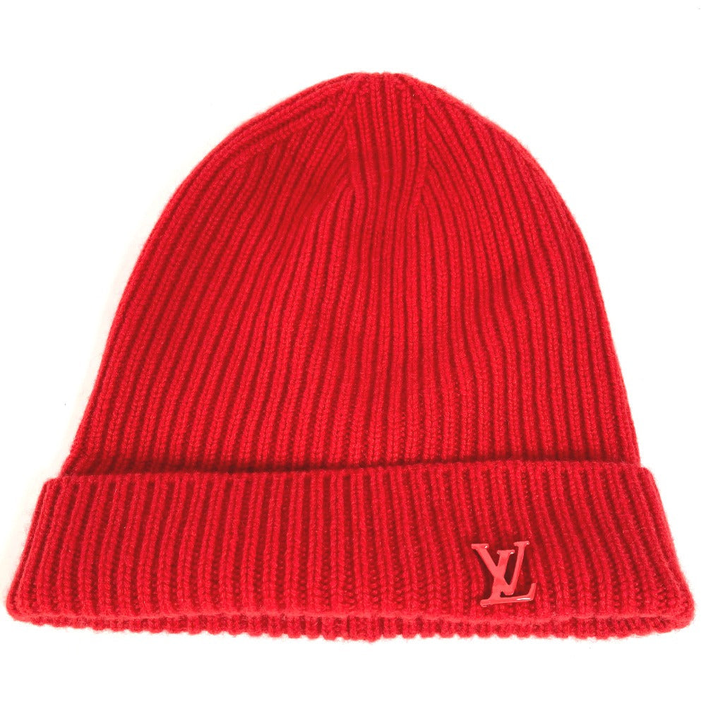 Louis Vuitton Knit cashmere Bonnet Ahead Red Logo Hat