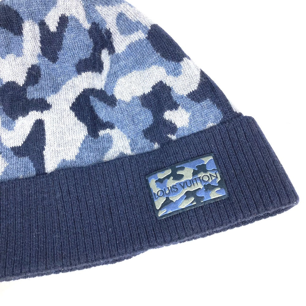 Louis Vuitton Knit M70725 beanie knit Wool Blue Apparel