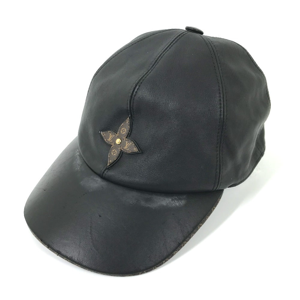Louis Vuitton M76950 Flower Play L Monogram Leather Black Hat