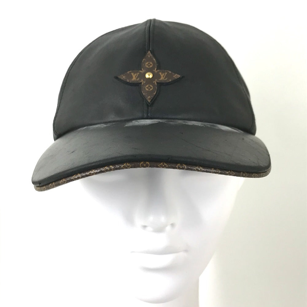 Louis Vuitton M76950 Flower Play L Monogram Leather Black Hat