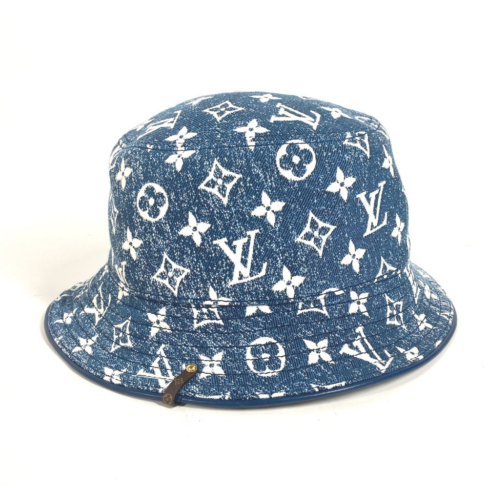 Louis Vuitton M77435 Polyamide Bucket Monogram Denim Cotton Blue Hat
