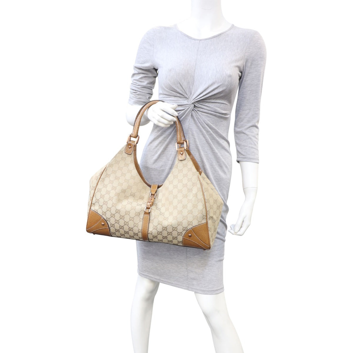 Gucci GG Canvas Jackie Nailhead Tote