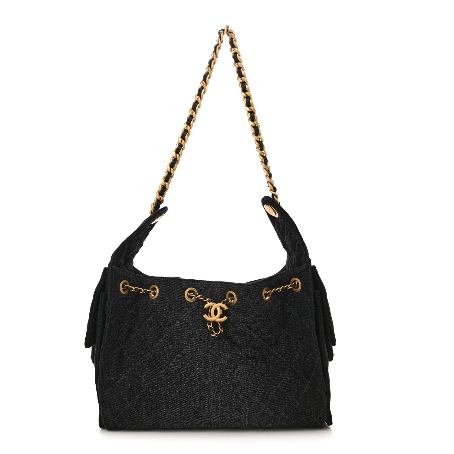 Chanel Washed Denim Quilted Small 25 Handbag Black