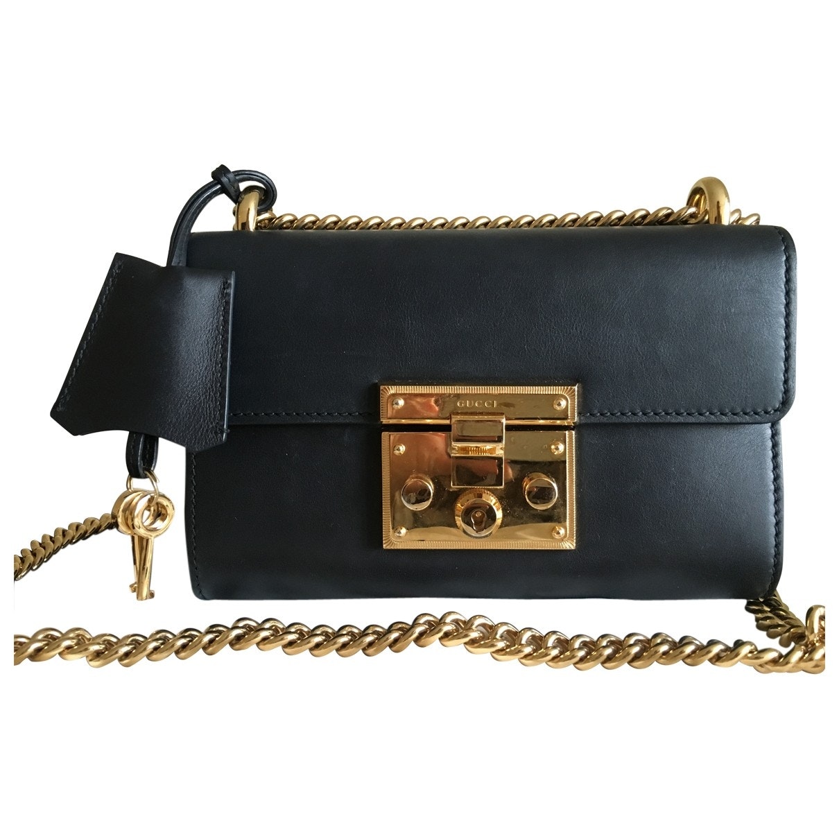 Gucci padlock black leather handbag