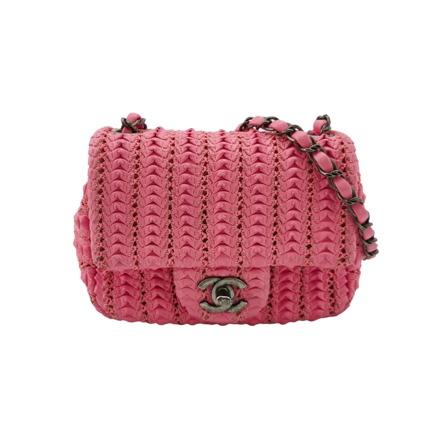 Chanel Square Classic Flap CC Paris Seoul Pink Leather Mini Bag