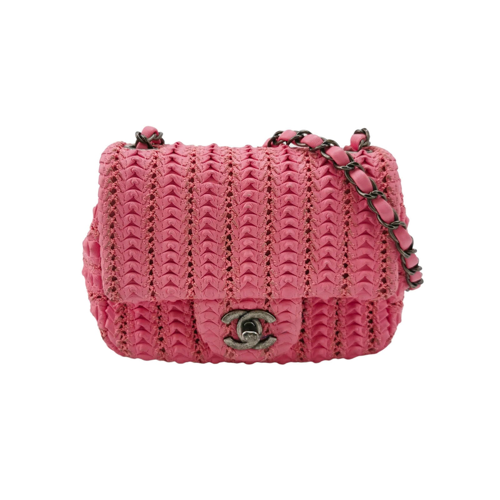 Chanel Square Classic Flap CC Paris Seoul Pink Leather Mini Bag