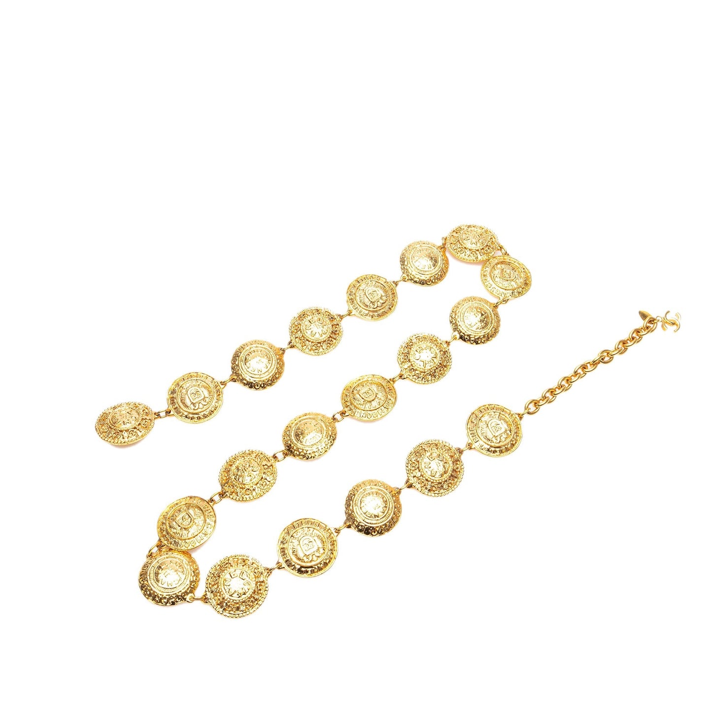 Gold Chanel Gold Plated 31 Rue Cambon Round Coin Charm Belt