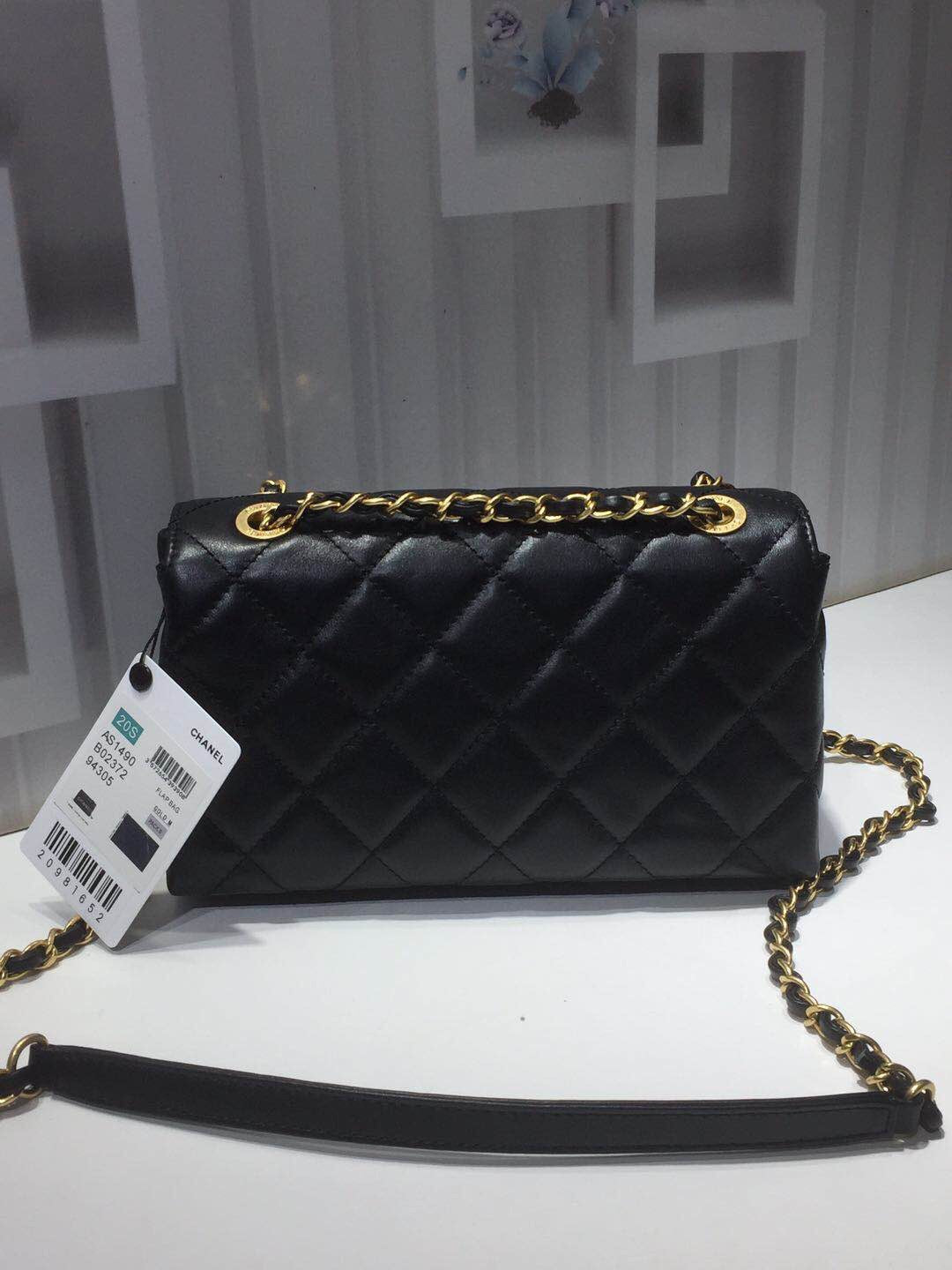 CHLFront Flap Hardware , ’s Black Gold Small Logo Shoulder Bag