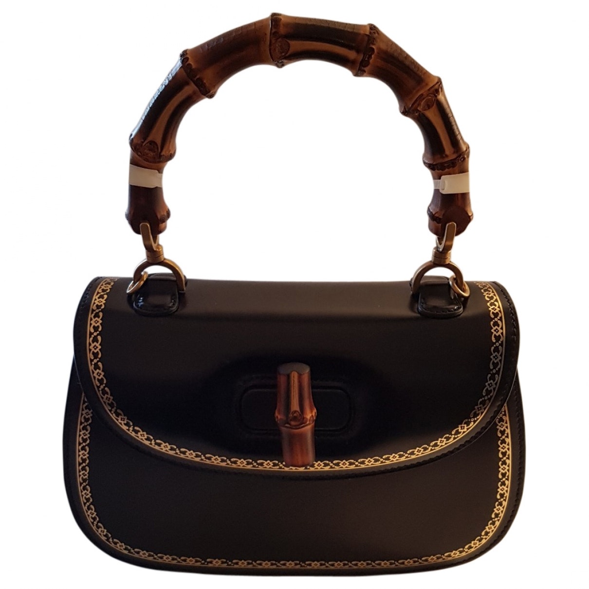 Gucci bamboo black leather handbag
