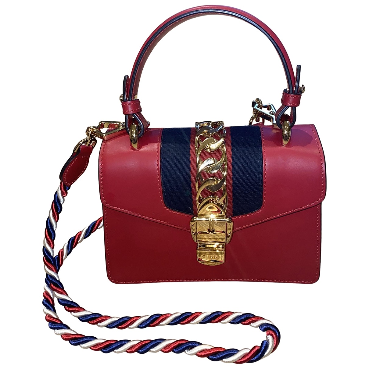 Gucci sylvie red leather handbag