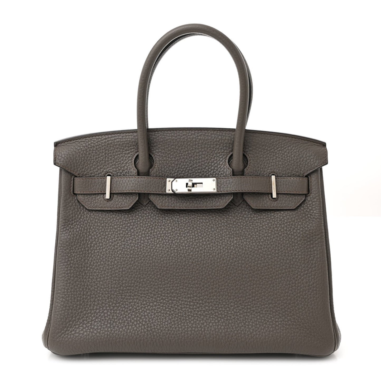 Hermes Taurillon Clemence Birkin Etain Handbag Travel Bag 30 Etain 1676218