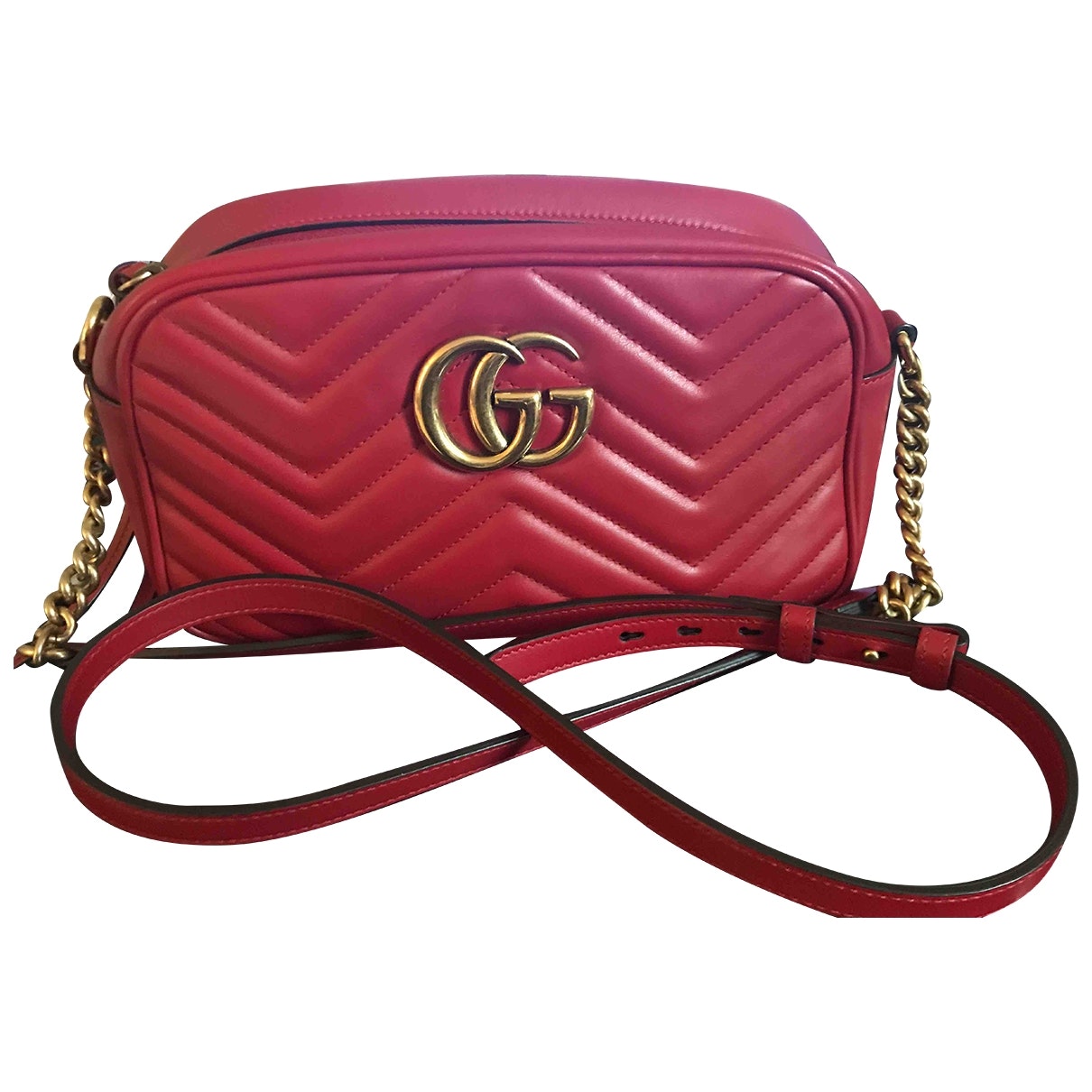 Gucci marmont red leather handbag