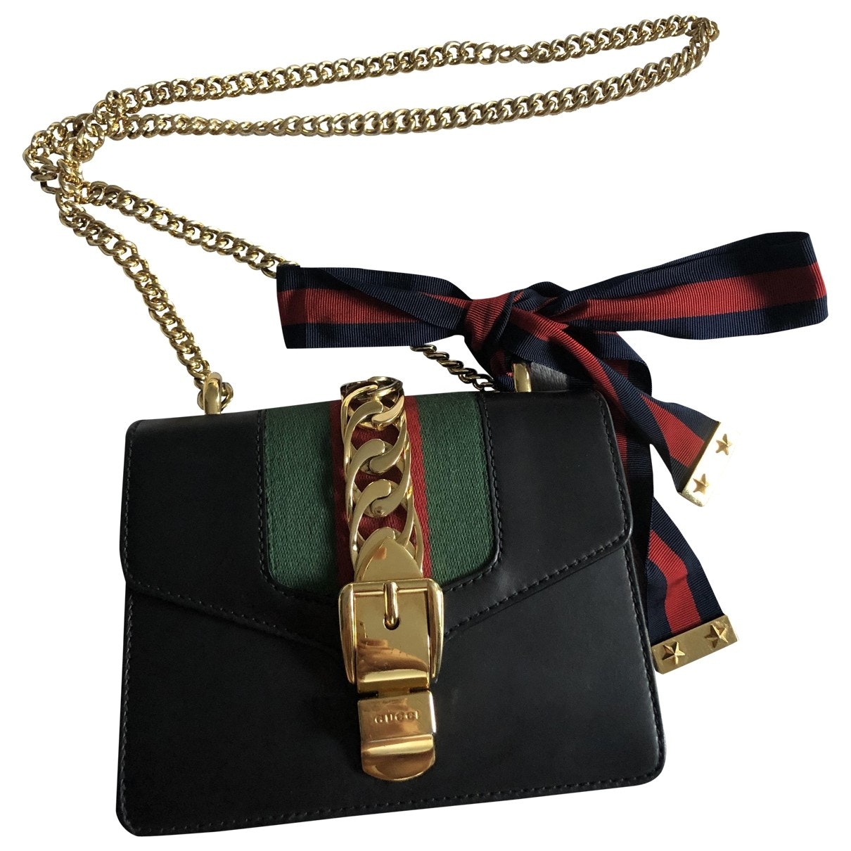 Gucci sylvie black leather handbag