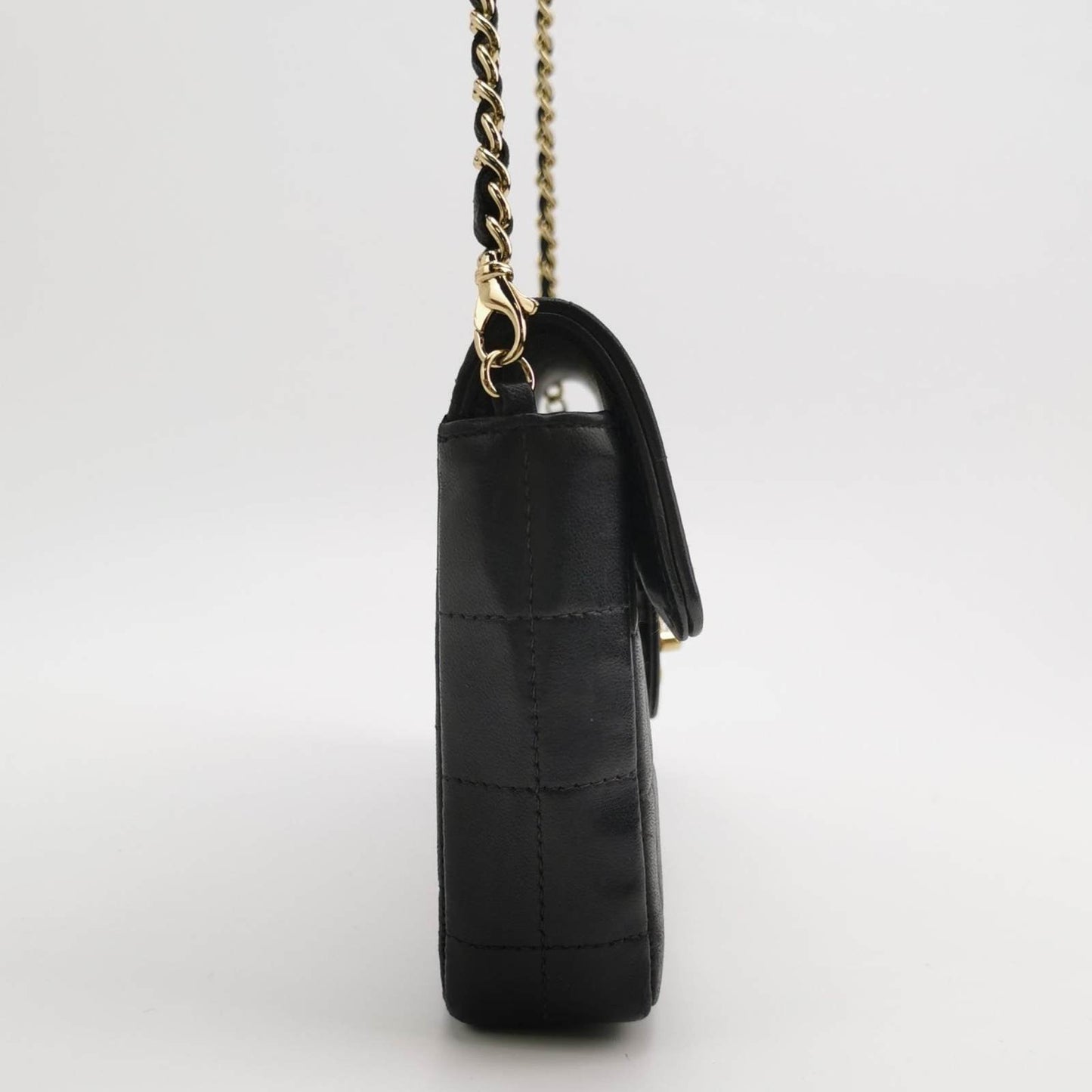 Chanel East West Chocolate Bar Black Leather Handbag