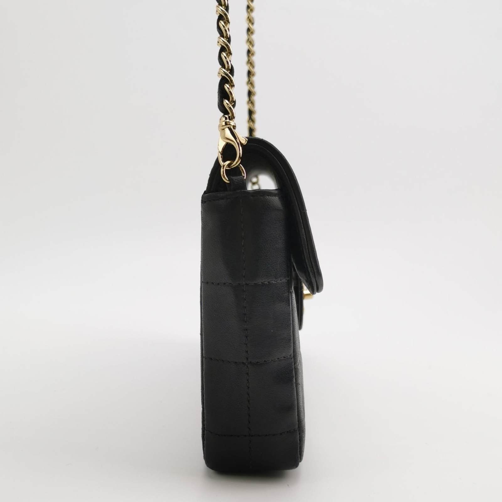 Chanel East West Chocolate Bar Black Leather Handbag