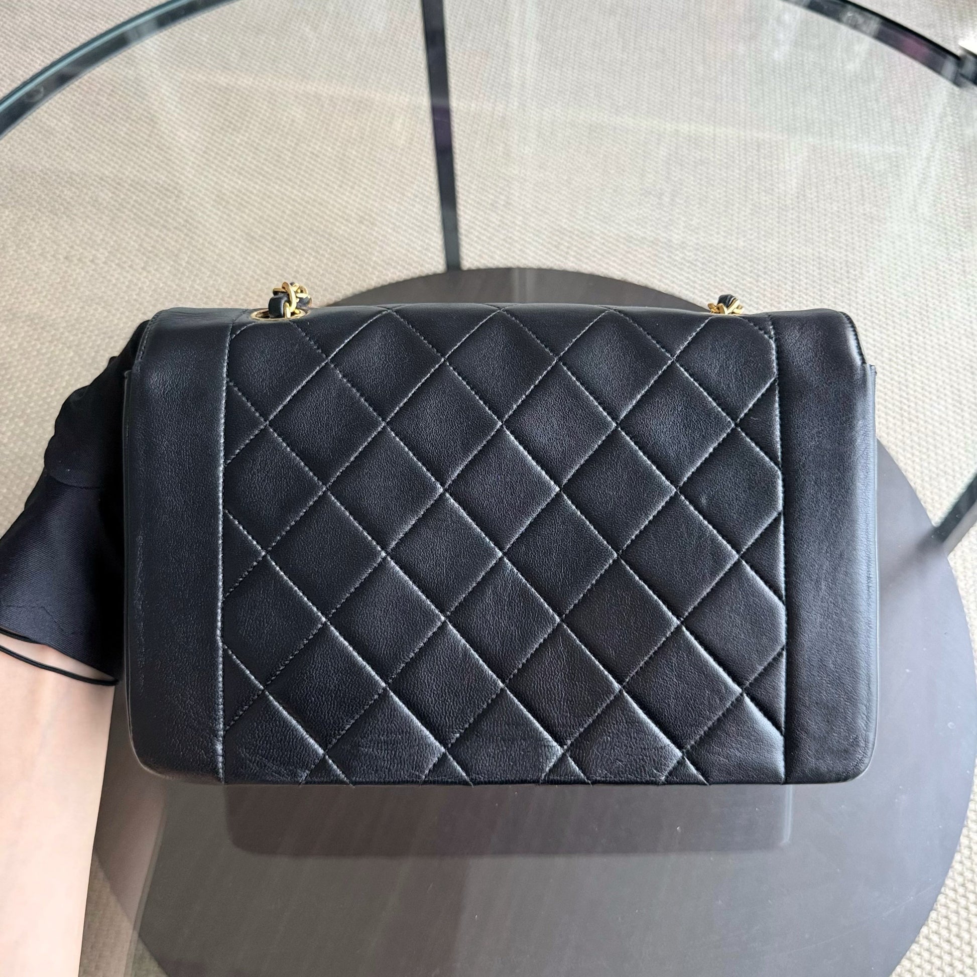 Chanel Diana Medium - 25CM Quilted Lambskin Black Gold Hardware Series 2