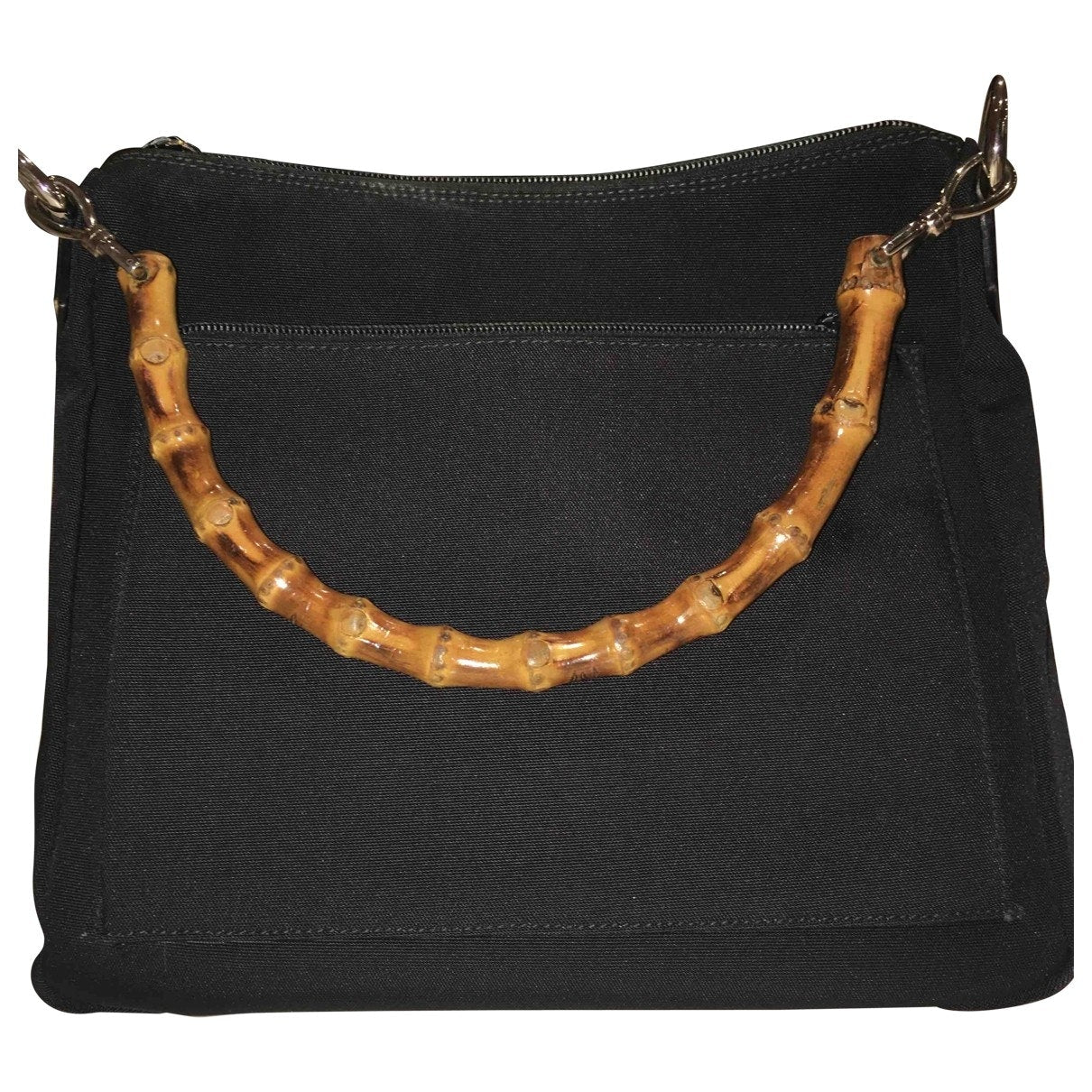 Gucci bamboo black cloth handbag