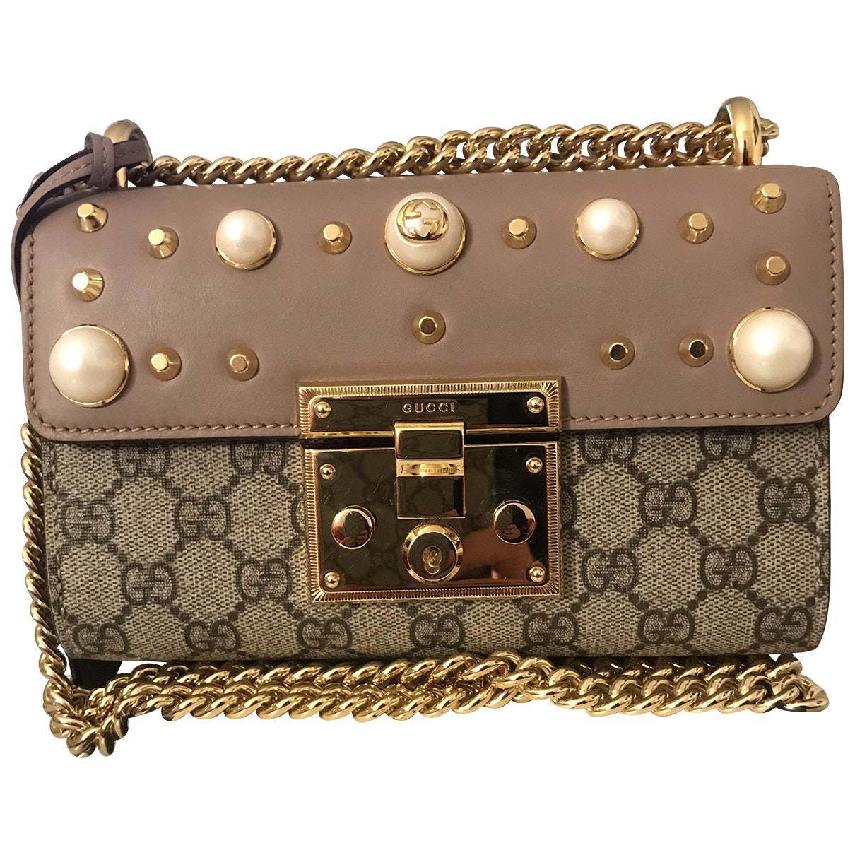 Gucci padlock pink cloth handbag
