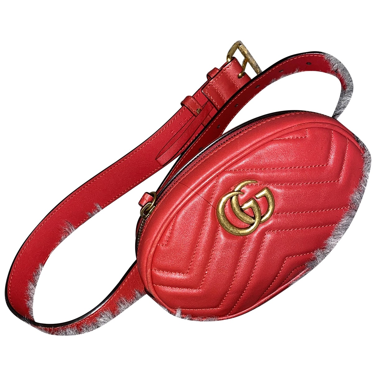 Gucci marmont red leather clutch bag
