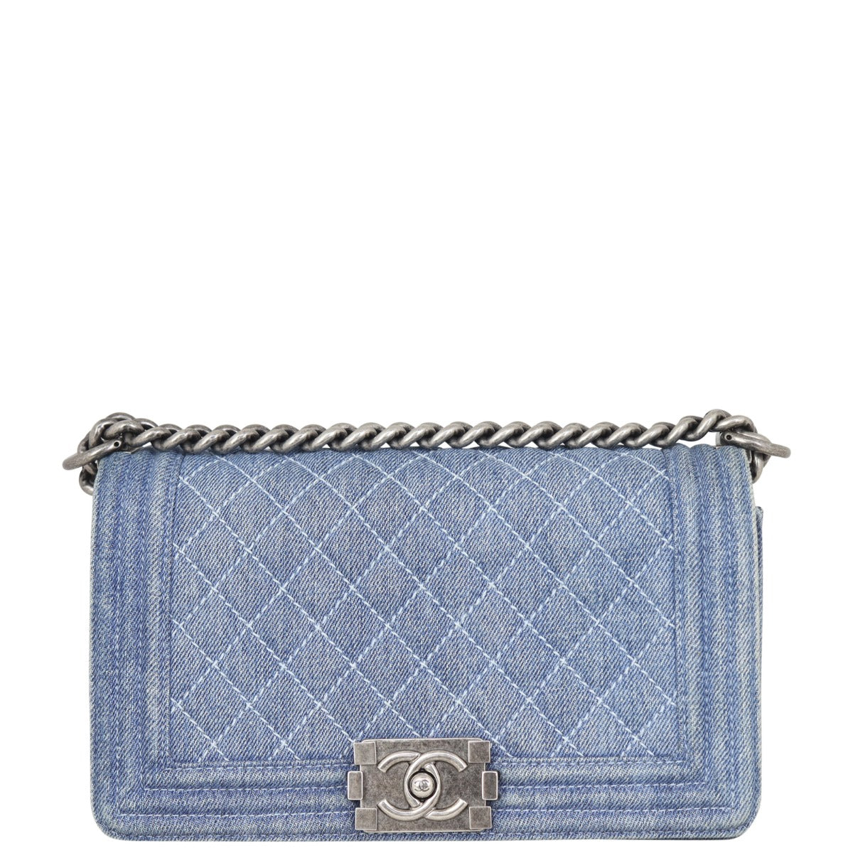Chanel Boy Old Handbag Denim Blue
