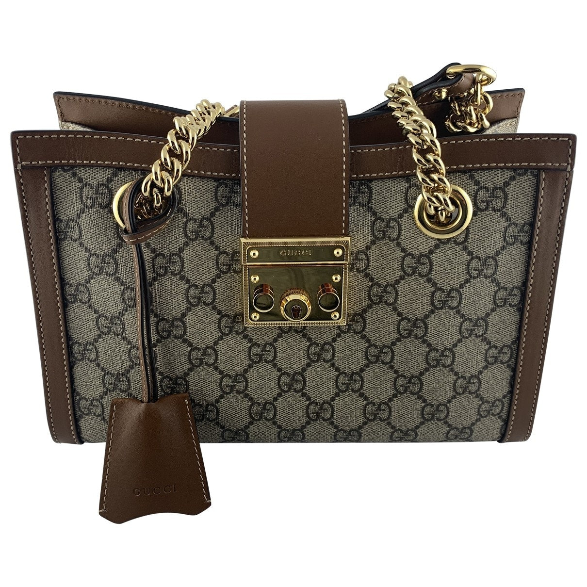 Gucci padlock beige cloth handbag