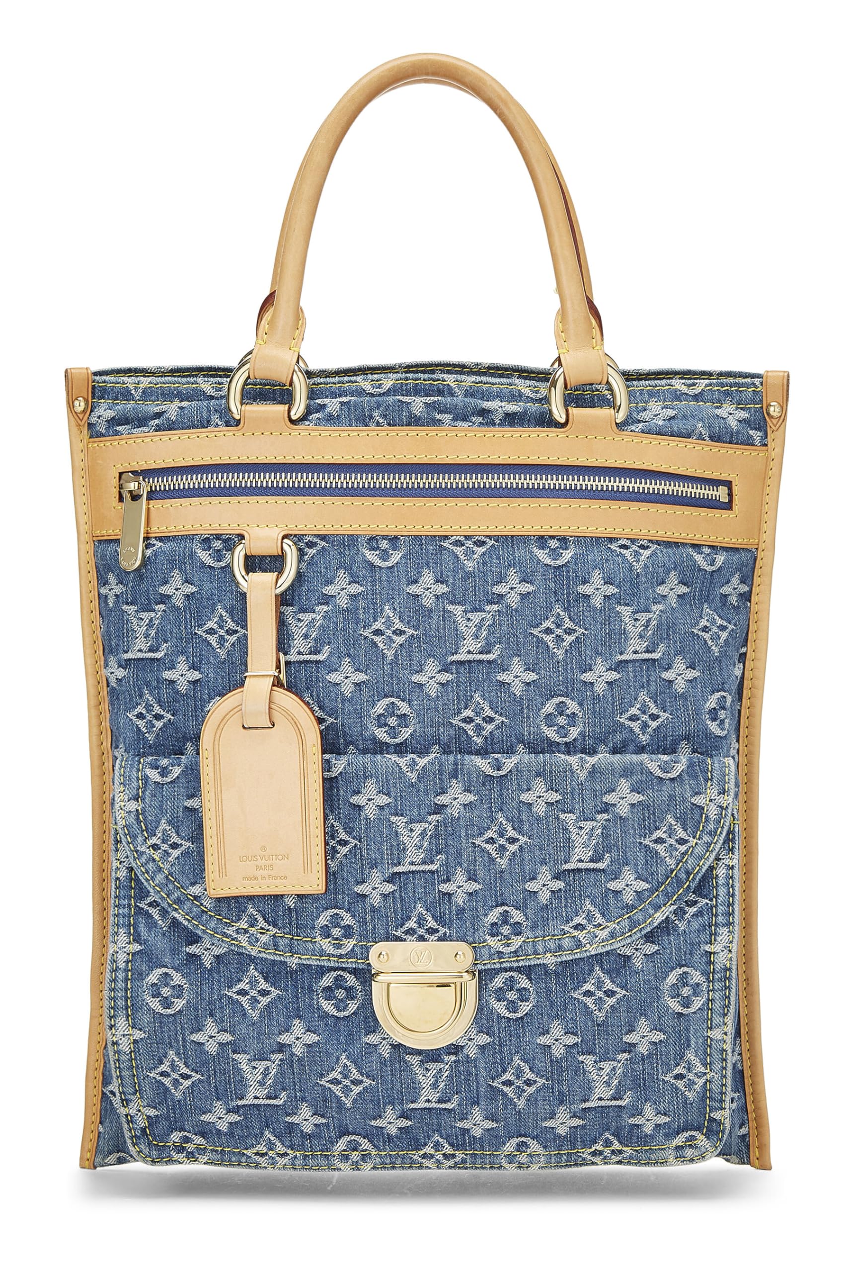 Louis Vuitton,  Blue Monogram Denim Flat Shopper, Blue