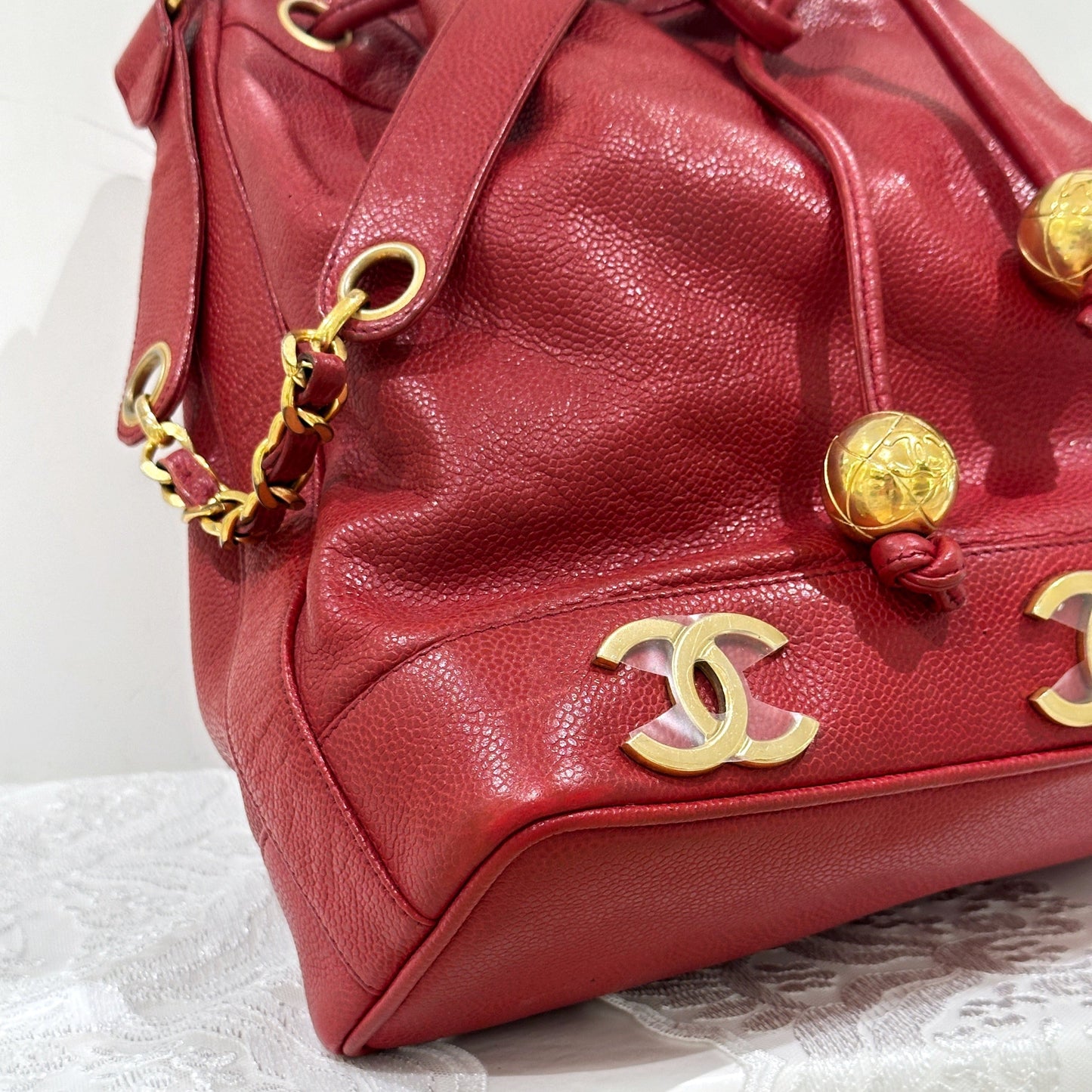 Chanel   triple CC leather bucket bag