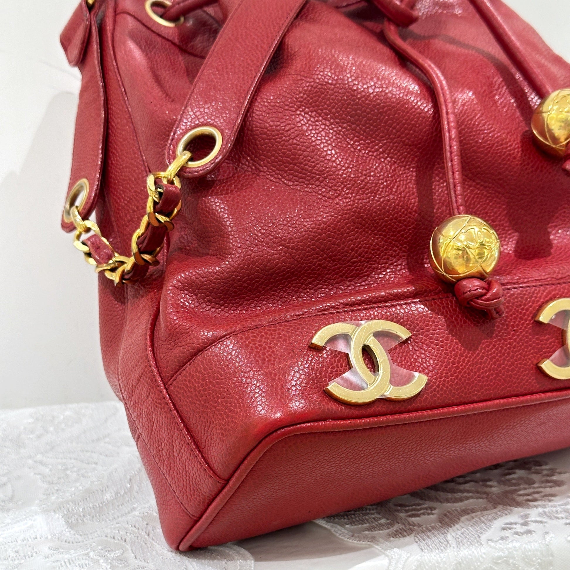 Chanel   triple CC leather bucket bag