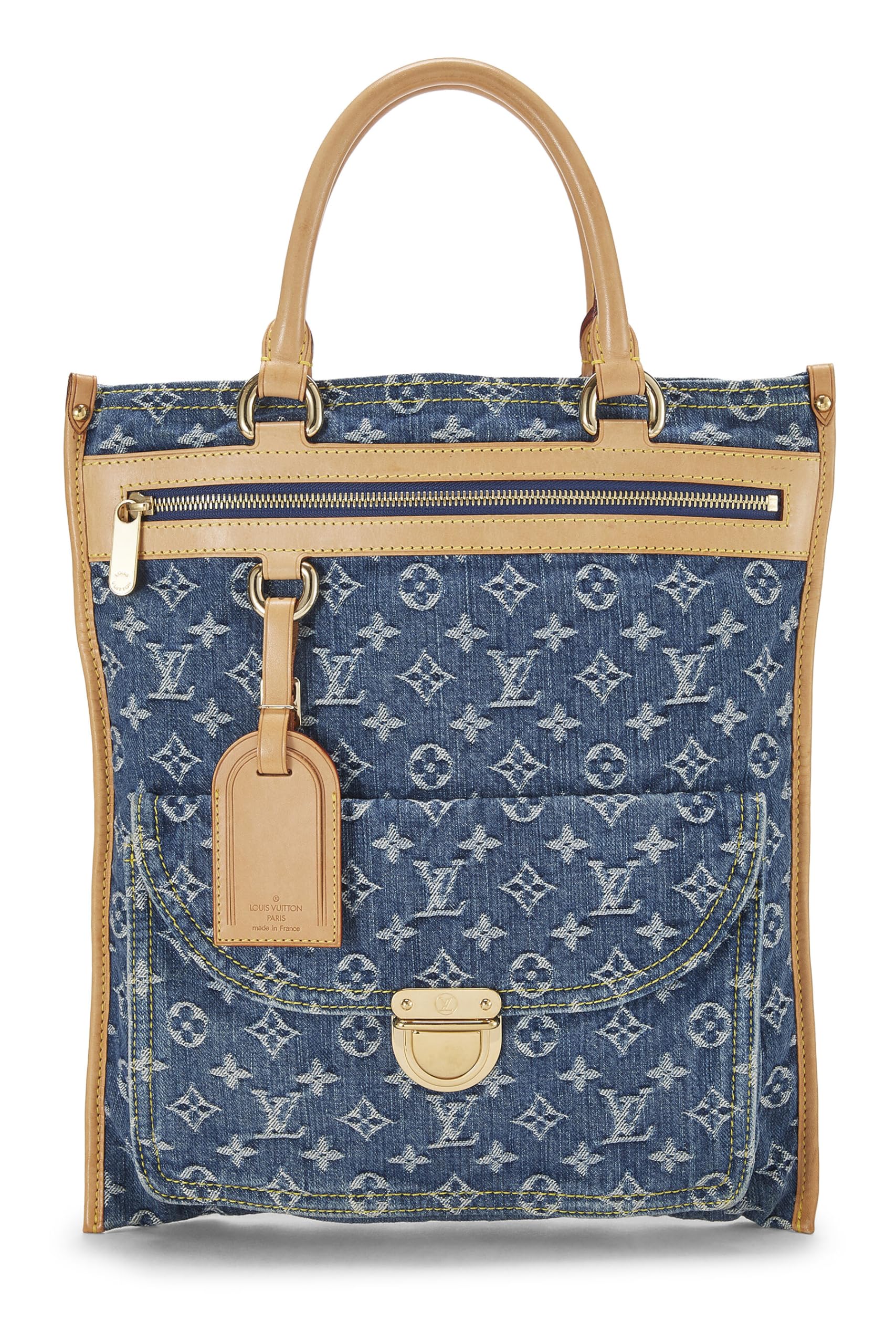 Louis Vuitton,  Blue Monogram Denim Flat Shopper, Blue