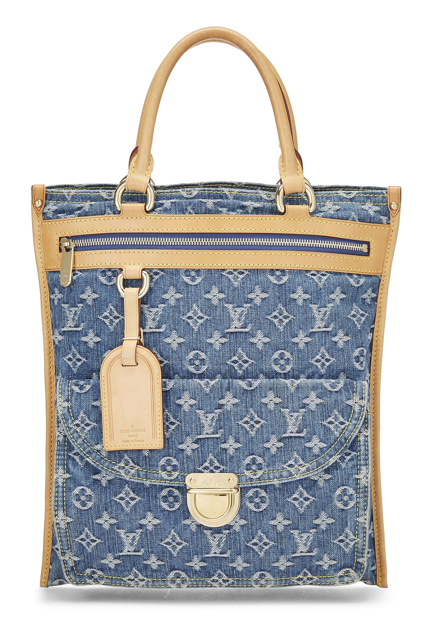 Louis Vuitton,  Blue Monogram Denim Flat Shopper, Blue