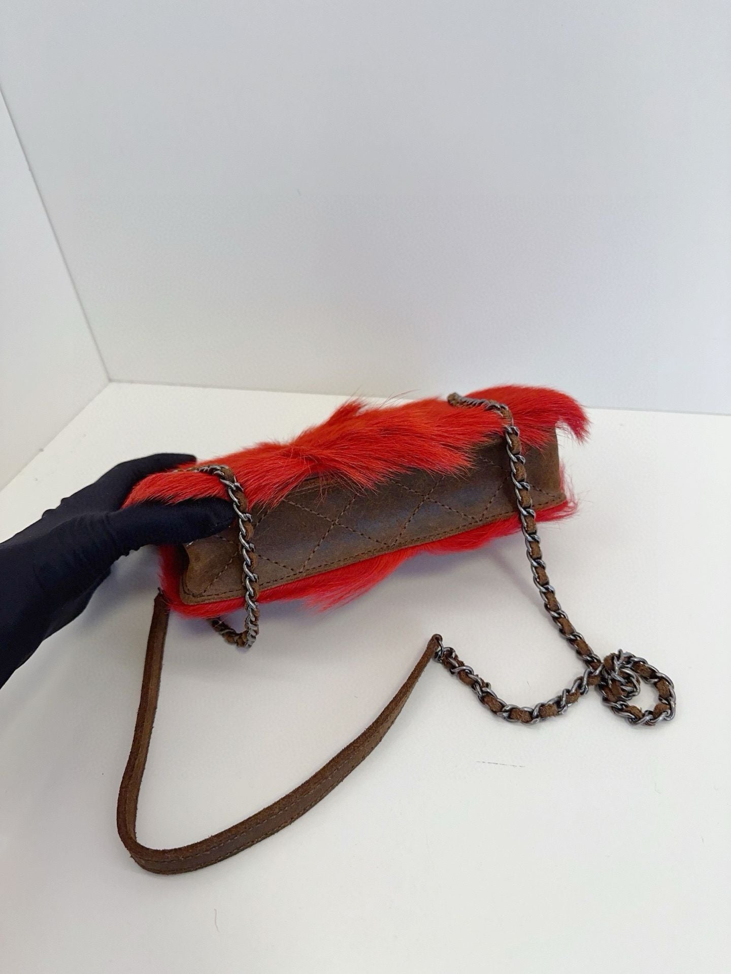   Chanel ECO-fur WOC chain bag red **cm