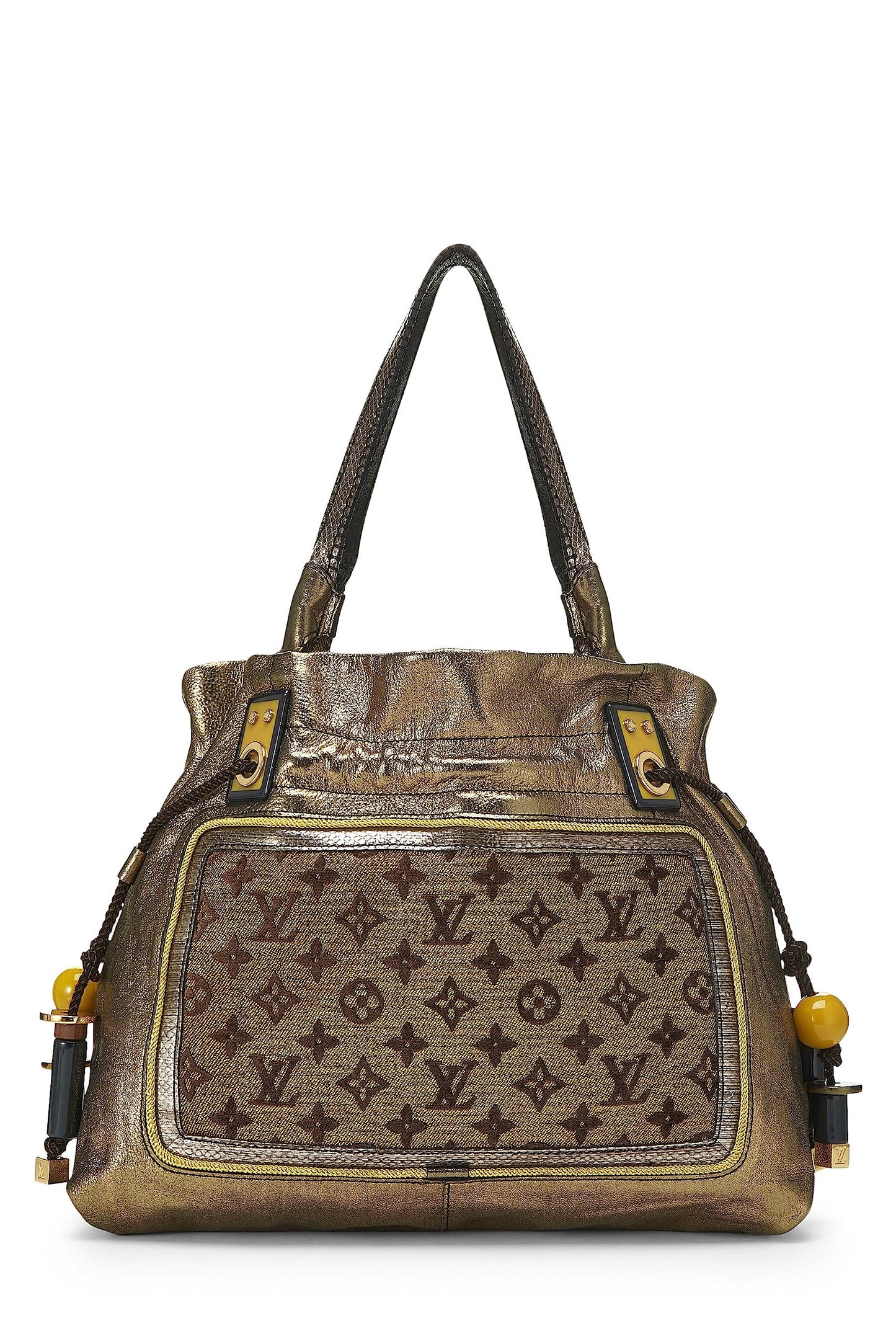Louis Vuitton,  Gold Leather & Monogram Canvas Sunbird Tote, Gold