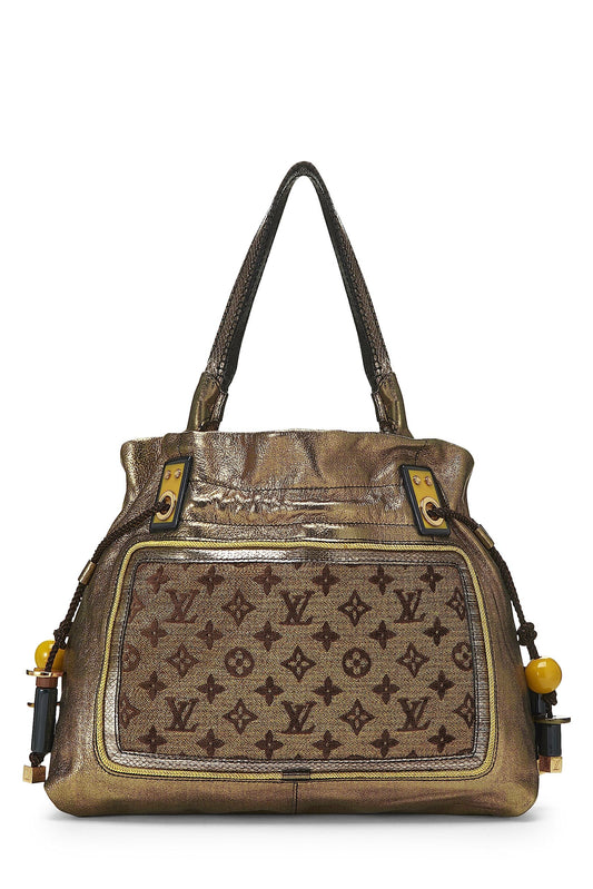 Louis Vuitton,  Gold Leather & Monogram Canvas Sunbird Tote, Gold