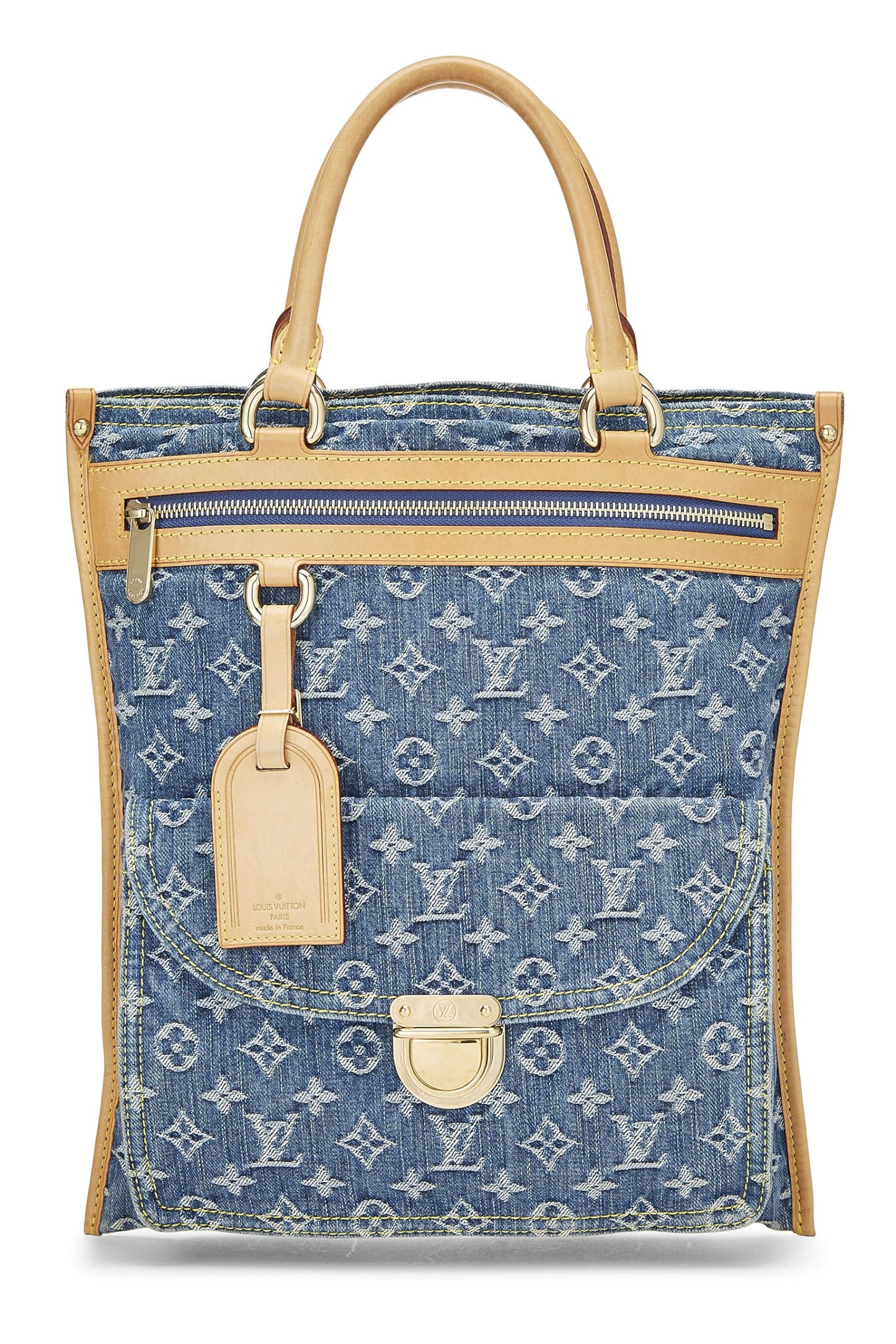 Louis Vuitton,  Blue Monogram Denim Flat Shopper, Blue