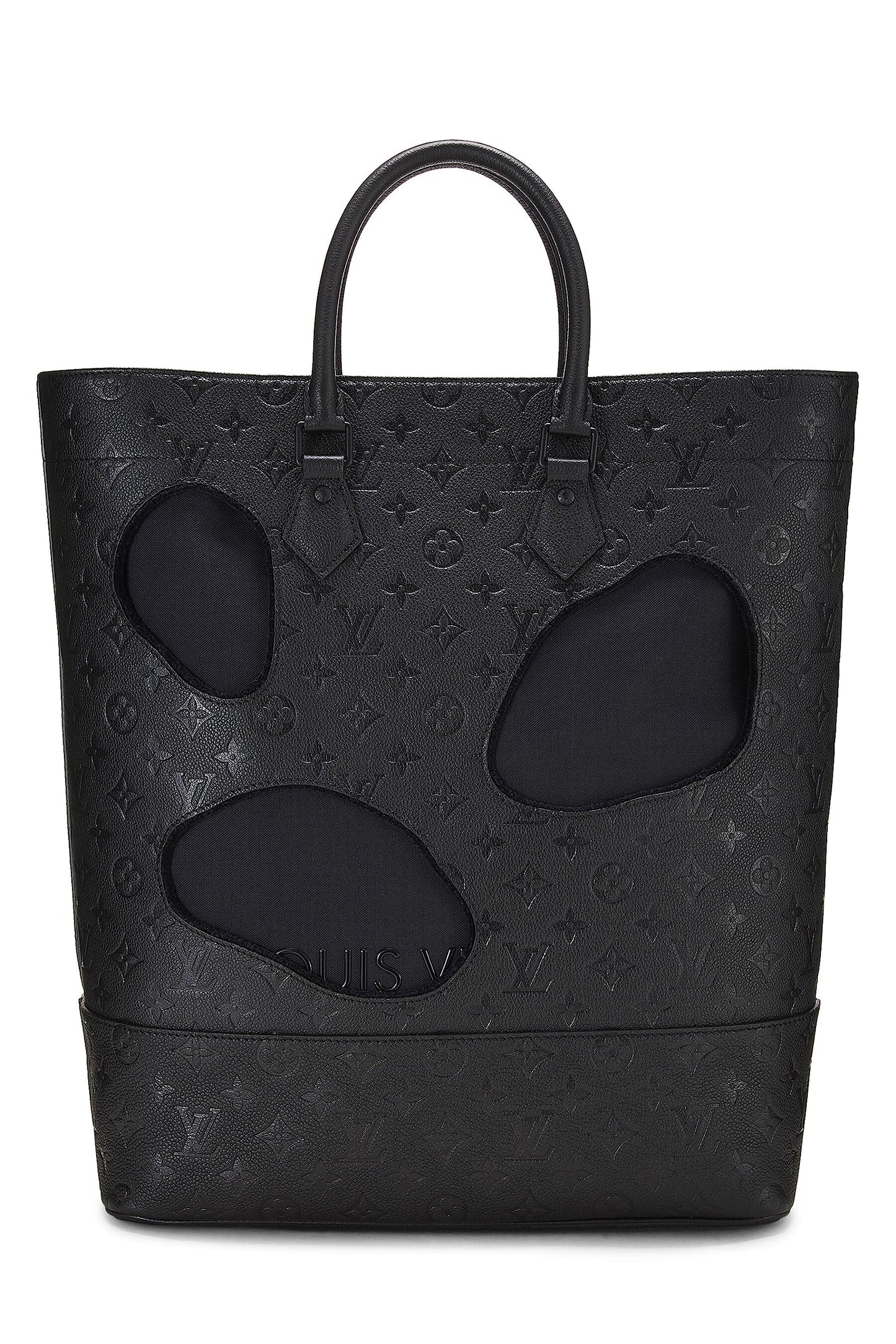 Louis Vuitton,  Comme Des Garçons x Louis Vuitton Black Monogram Empreinte Bag with Holes MM, Black