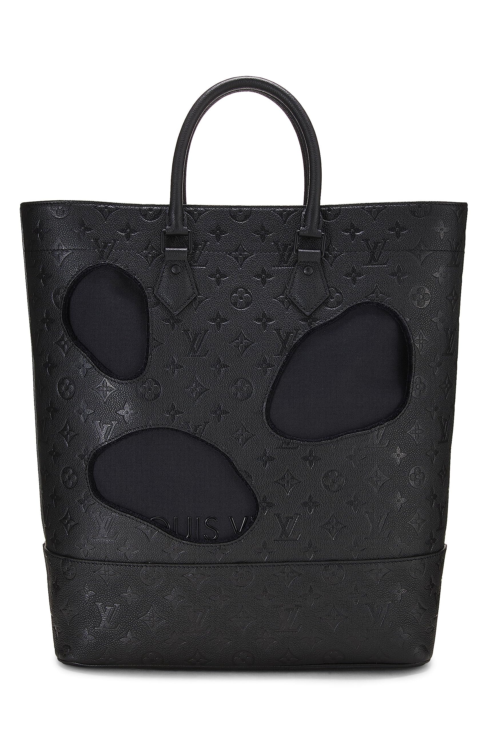 Louis Vuitton,  Comme Des Garçons x Louis Vuitton Black Monogram Empreinte Bag with Holes MM, Black