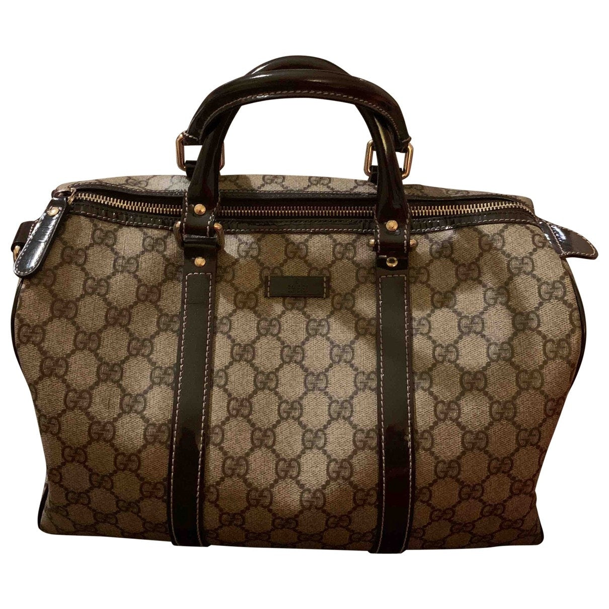 Gucci boston brown cloth handbag