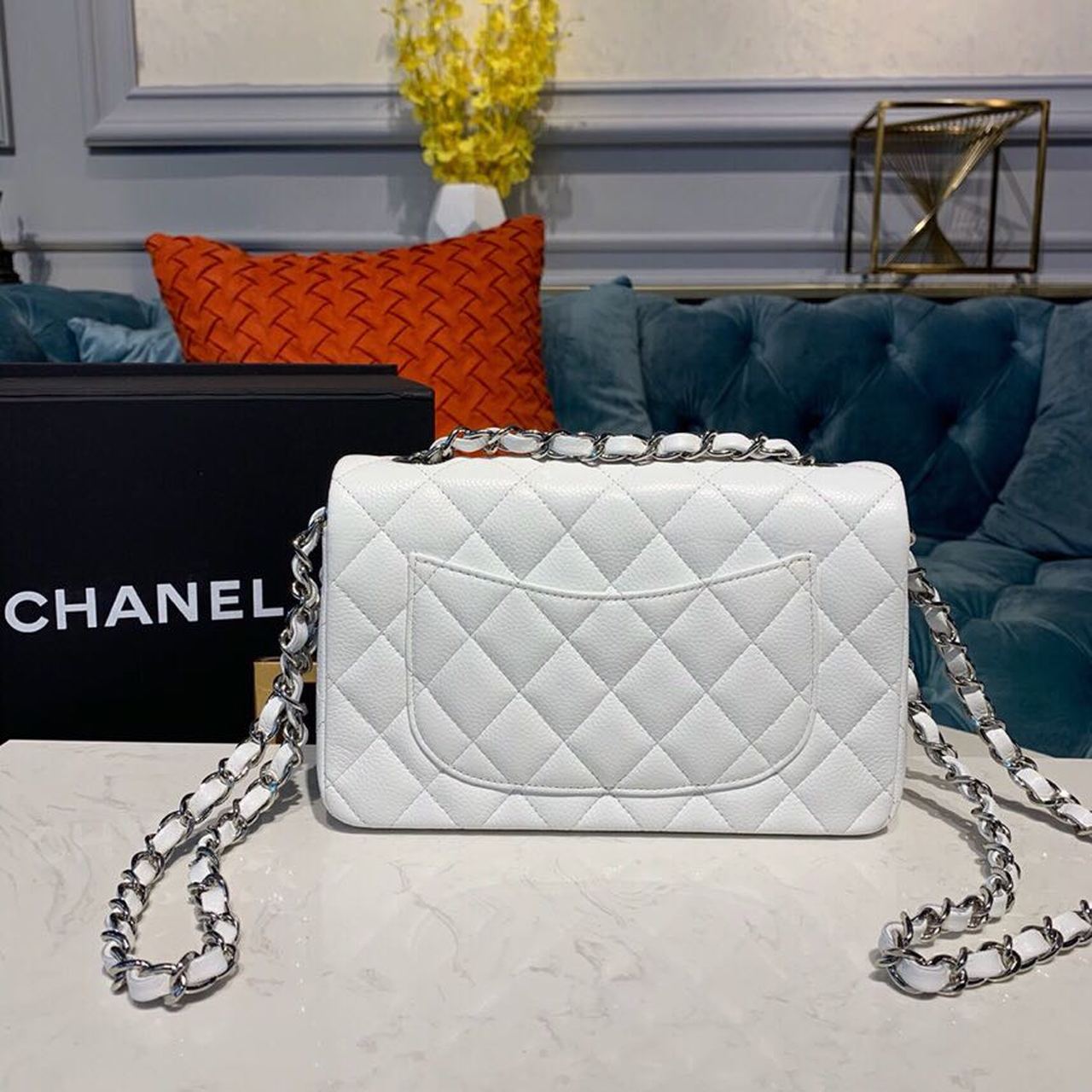 CHLSmall Classic Hardware , ’s White Silver Crossbody Bag