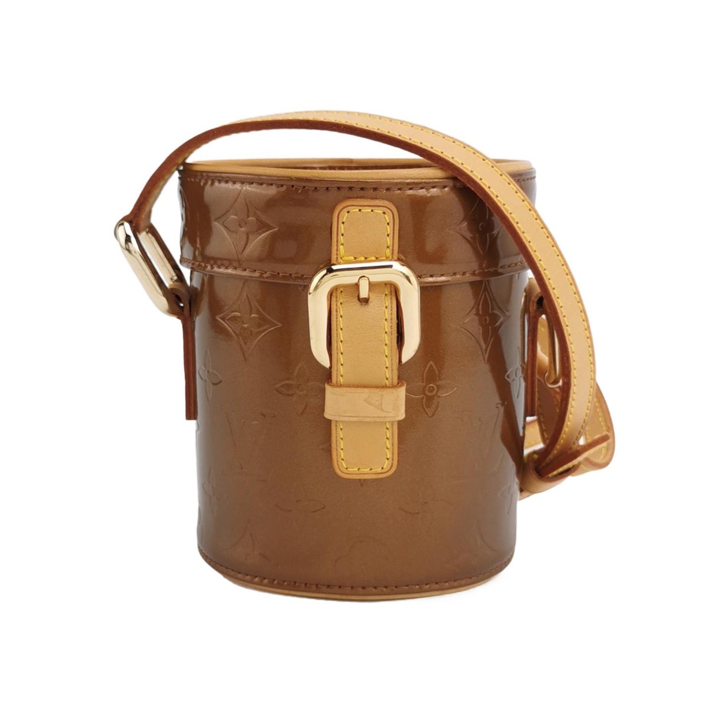 Louis Vuitton Astor Patent Burnt Bucket Leather Brown Orange Crossbody Bag