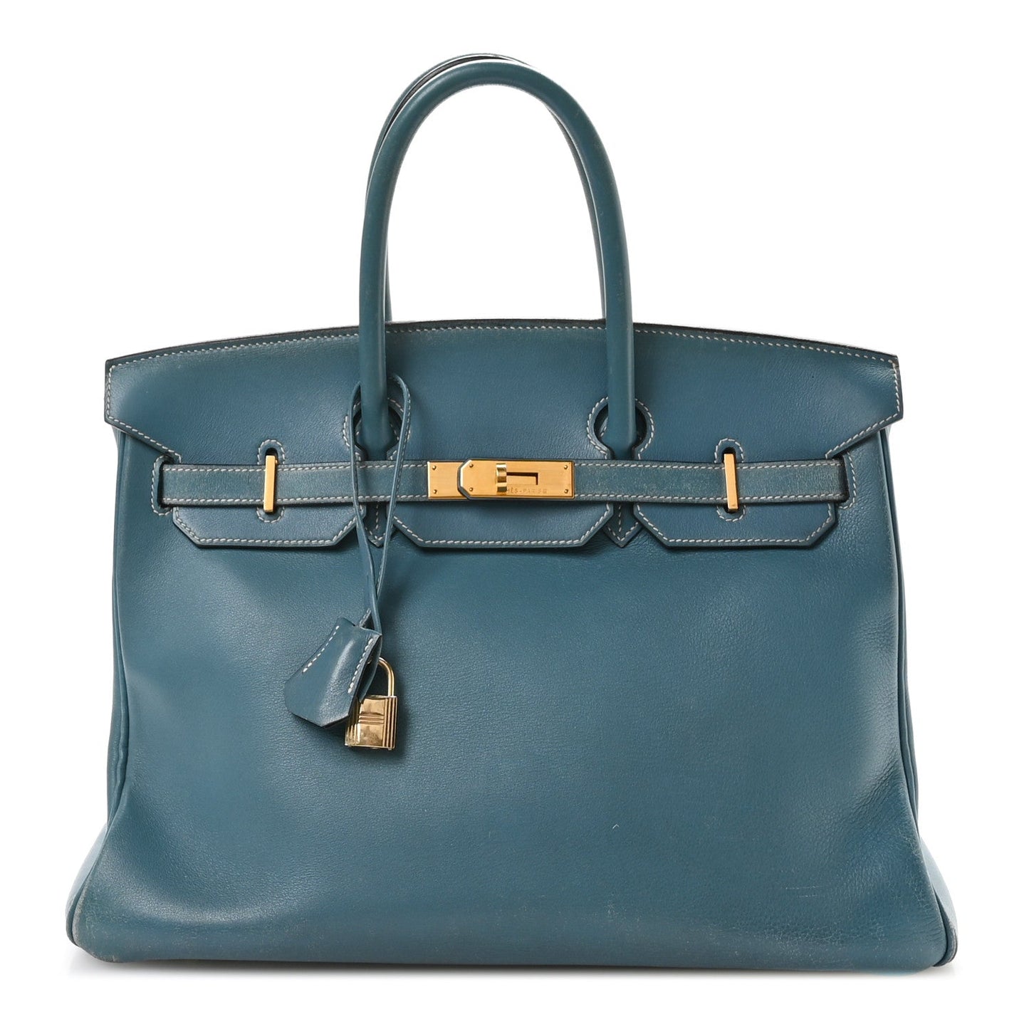Hermes Gulliver Birkin Jean Handbag Blue Travel Bag