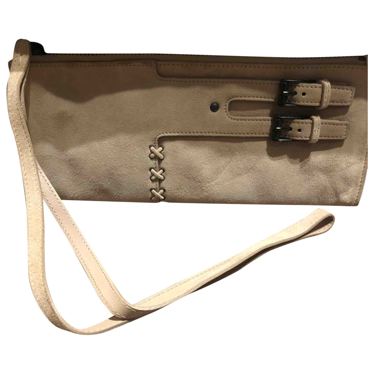 Gucci beige suede clutch bag