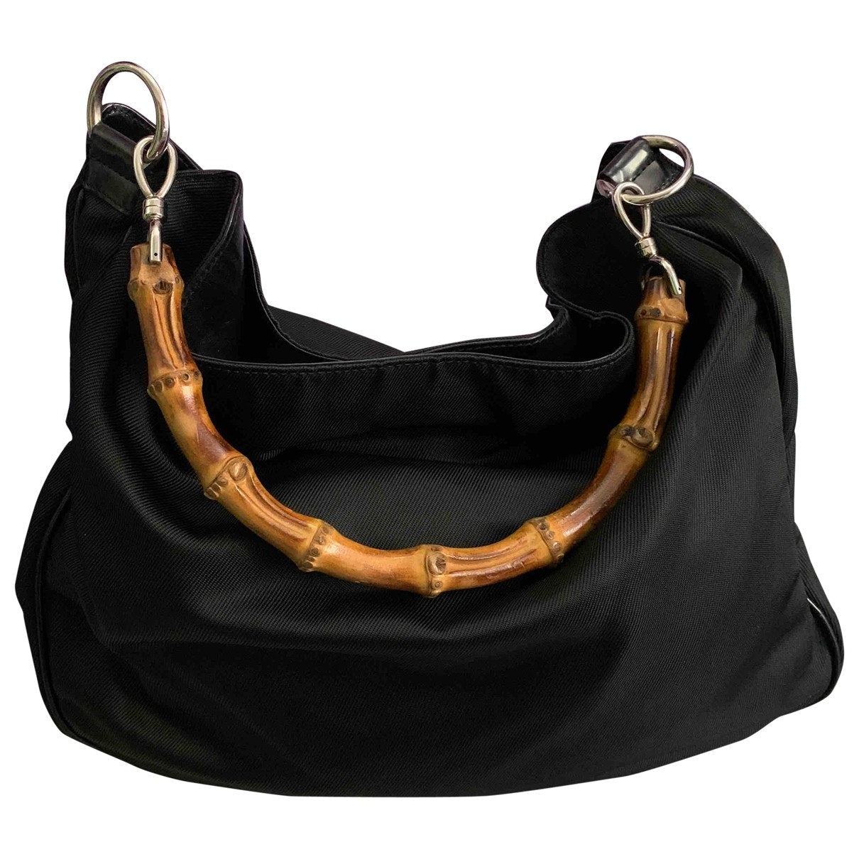 Gucci bamboo black cloth handbag