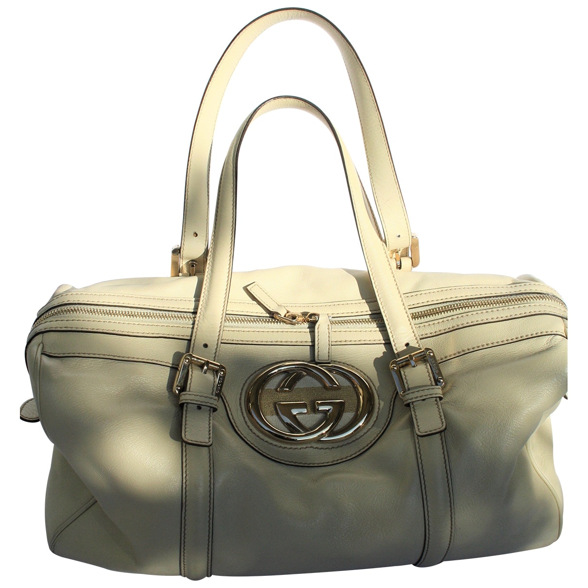 Gucci white leather handbag
