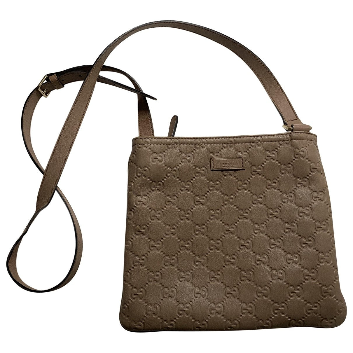 Gucci gg running camel leather handbag