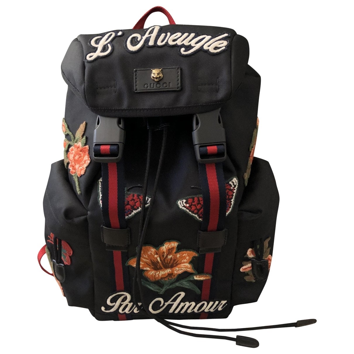 Gucci black cloth backpacks